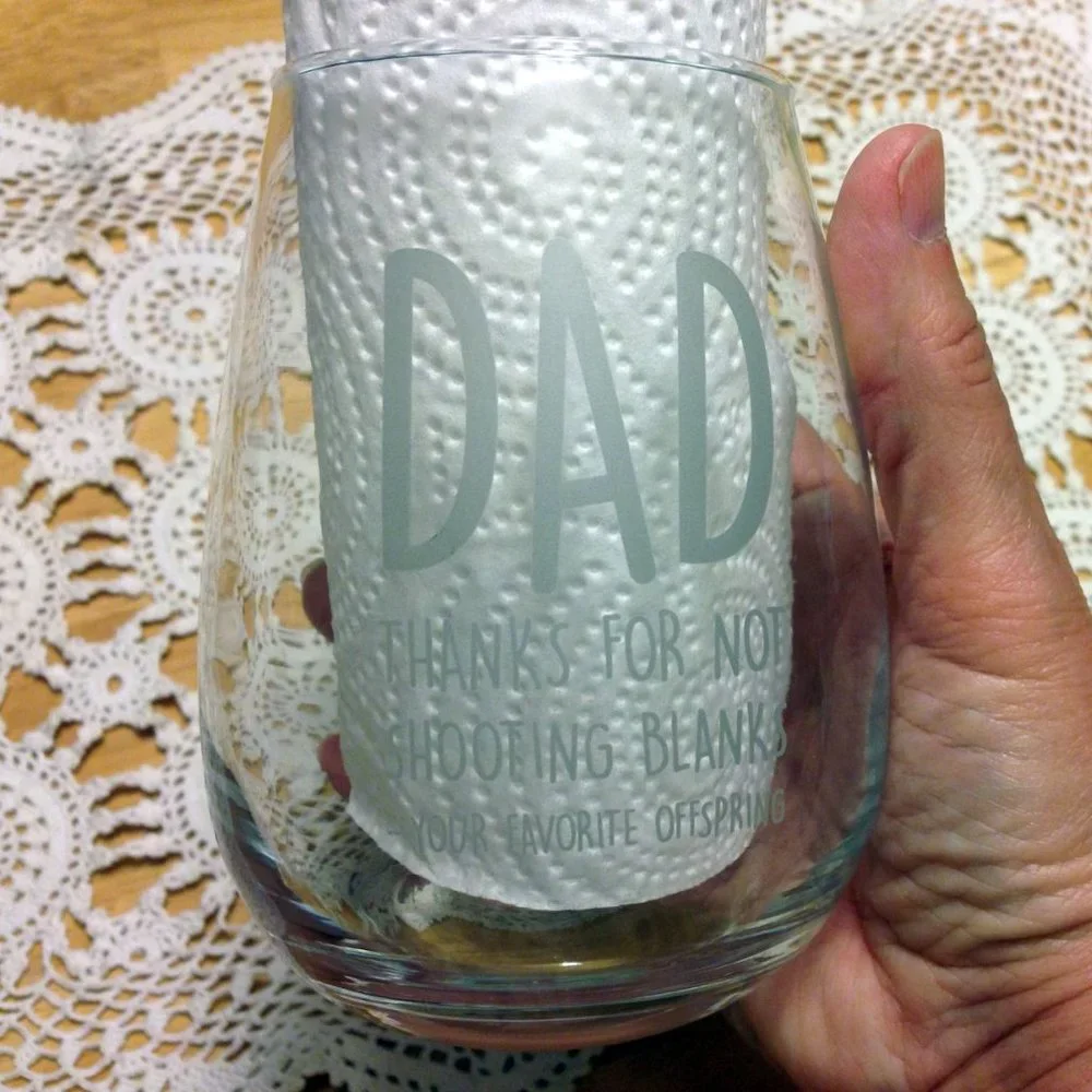 New stemless wine glass, father's day or birthday gift